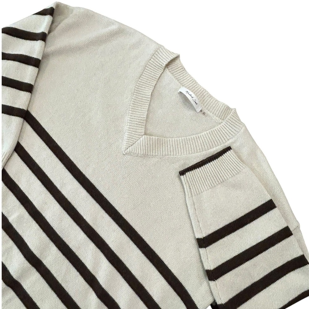Mustard Seed Striped Knit Sweater Boxy Fit Preppy Coastal Academia Old Money